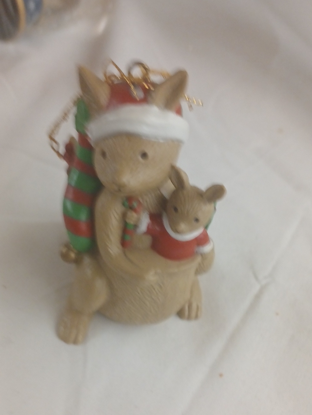 Holiday Kangaroo and Joey Ornament - Red & Green